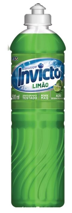 DETERGENTE LÍQUIDO INVICTO LIMÃO 24x500ml